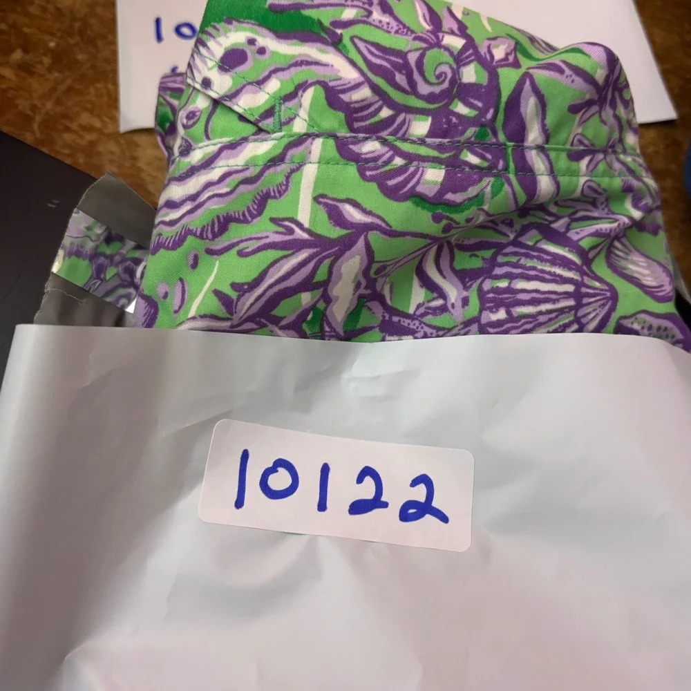 Vineyard Vines Swim Trunks Mens M Green Purple Seahorse Nautical Mesh Lined 6.5